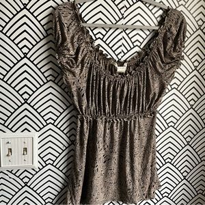 Vintage Max Studio Milk made style shirt taupe black abstract 2000s y2k siren